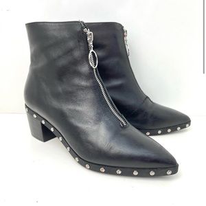 Kurt Geiger Sonny Studded Black Leather Ankle Boots